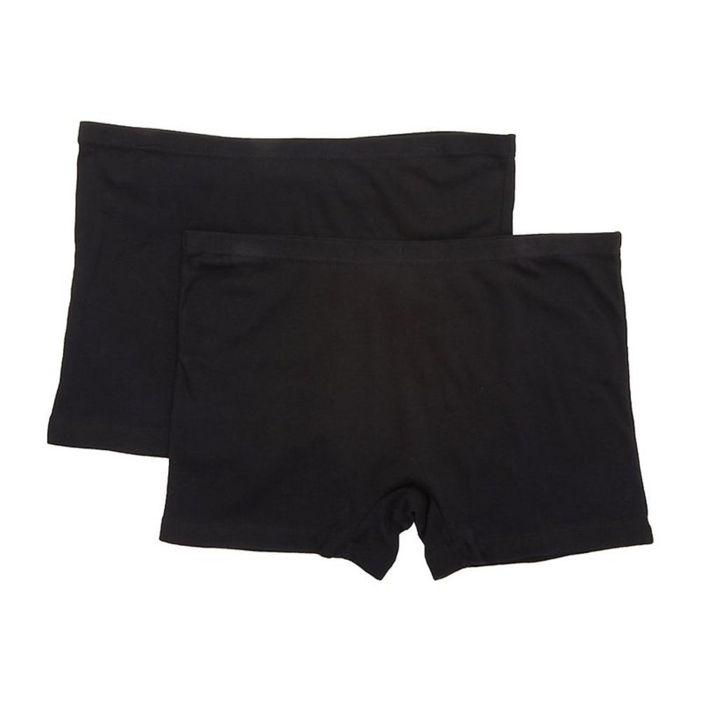 Cottonique Latex Free Organic Cotton Boyleg Panty - 2 Pack -  Black  W22223